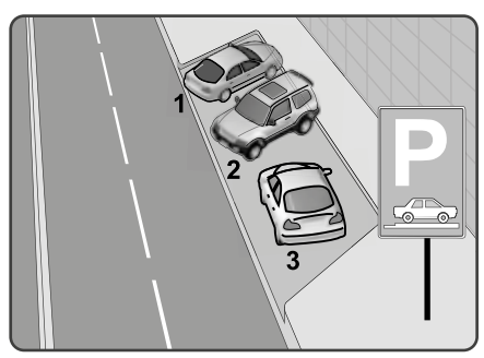 Soru 17 görseli: Şekildeki “park etme bilgi işaretine” göre hangi numaralı araçlar yanlış park etmiştir?